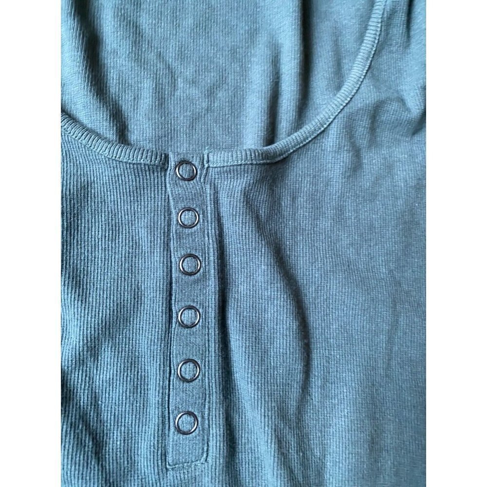 Open Edit BNWOT green henley bodysuit top sz large NEW long sleeve - Picture 4 of 6